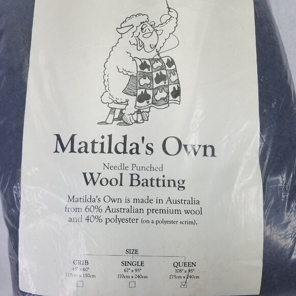 Matilda's Own Needle Punched Wool Blend Batting Queen Size 108" x 95" Quilting - Picture 2 of 10